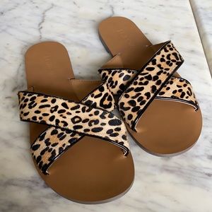 JCrew calf hair sandals
